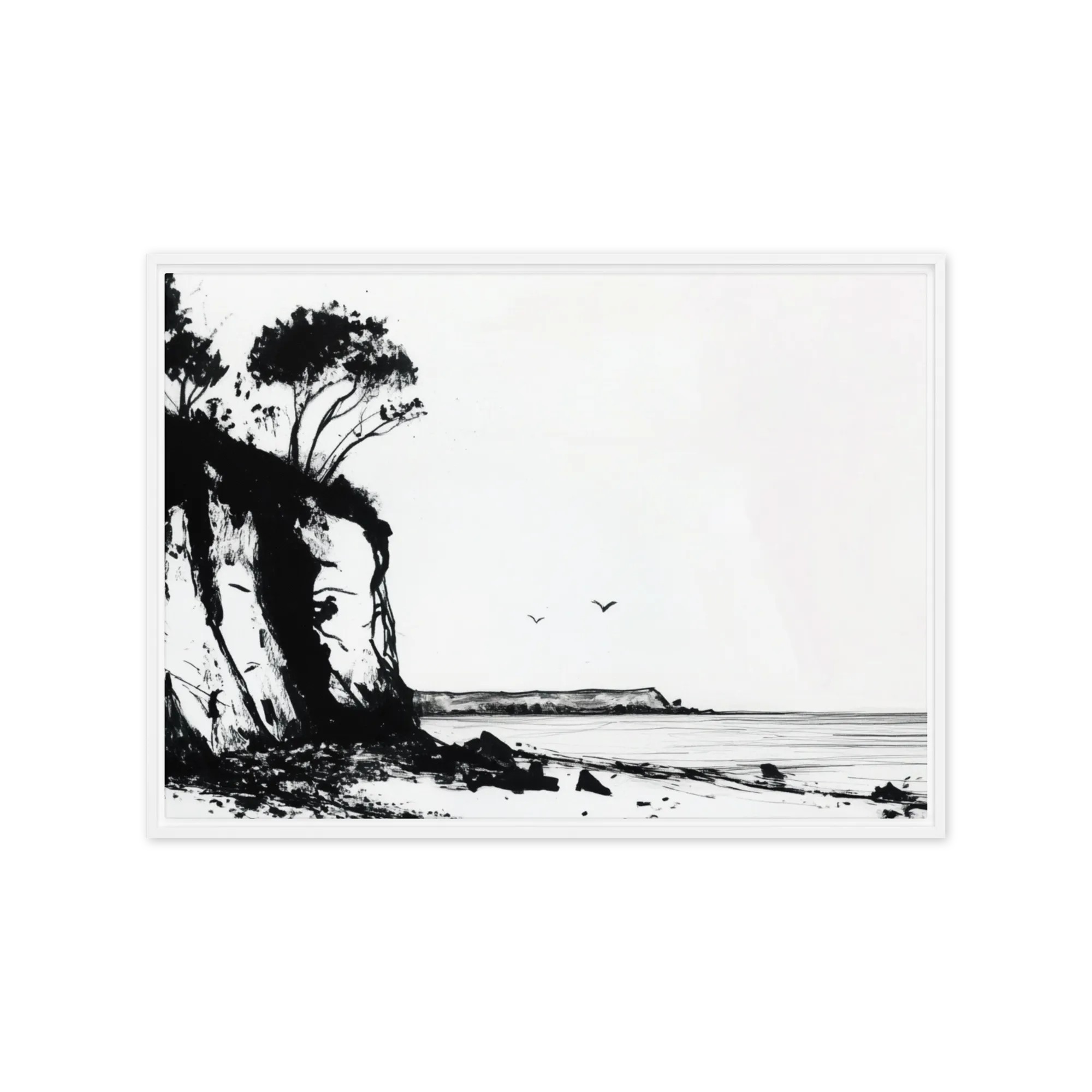 Monochrome Shoreline 
 Metal Print | 20″x 30″