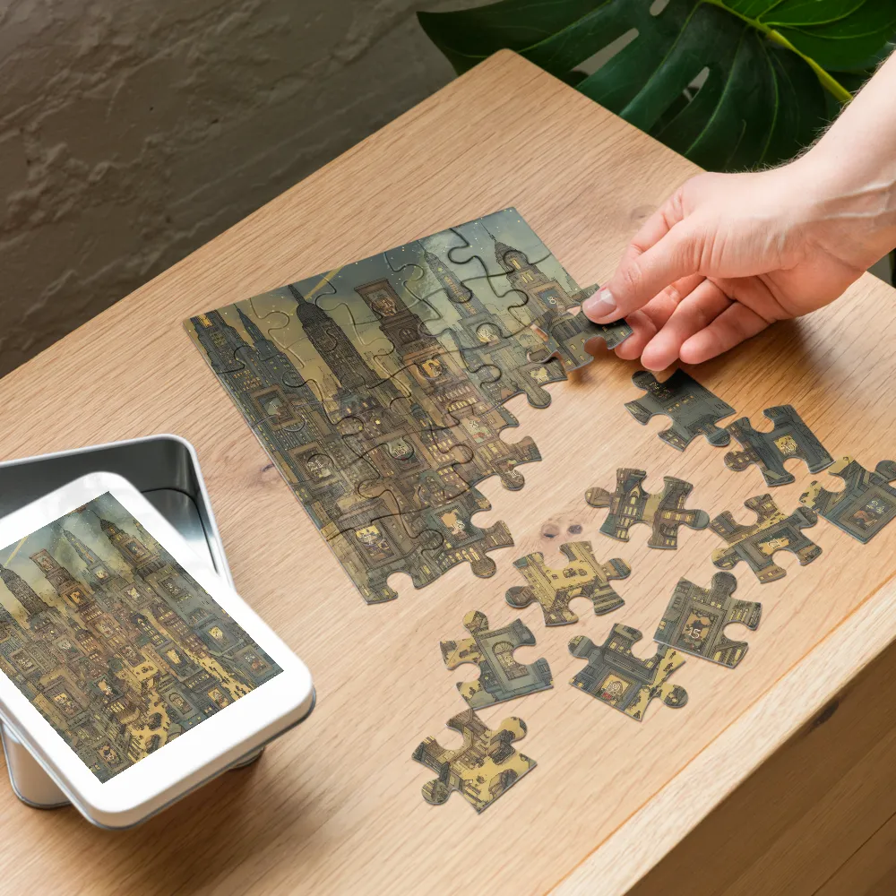 Advent Cityscape 
 Jigsaw Puzzle in Tin Box