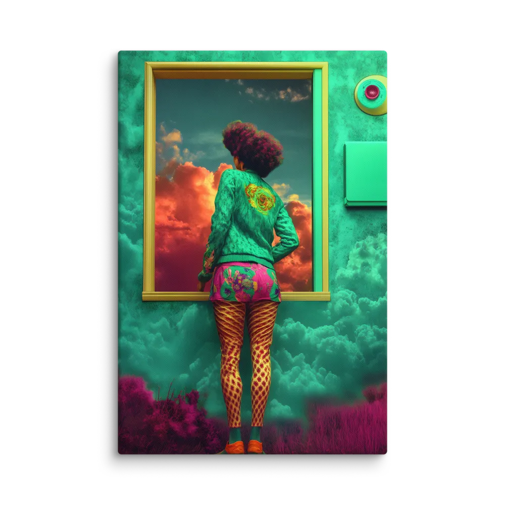 A Glimpse Beyond the Teal Walls 
 Canvas | 12″x 18″