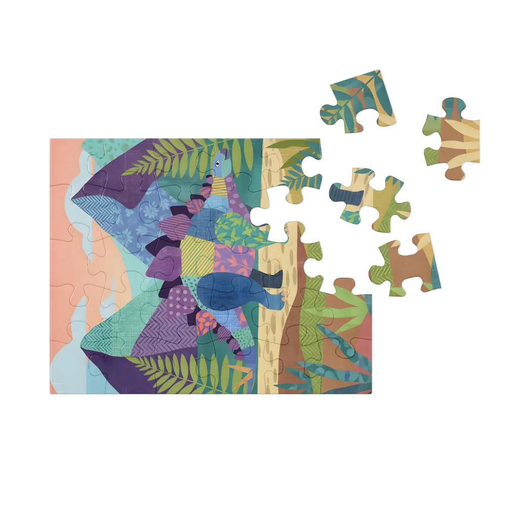 Quilted Stegosaurus 
 Jigsaw Puzzle in Tin Box