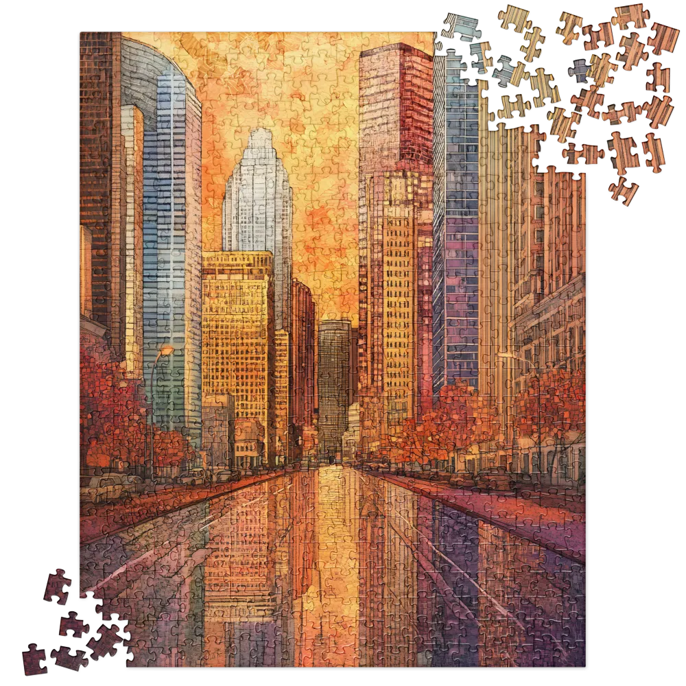 Urban Mosaic Sunset 
 Jigsaw Puzzle