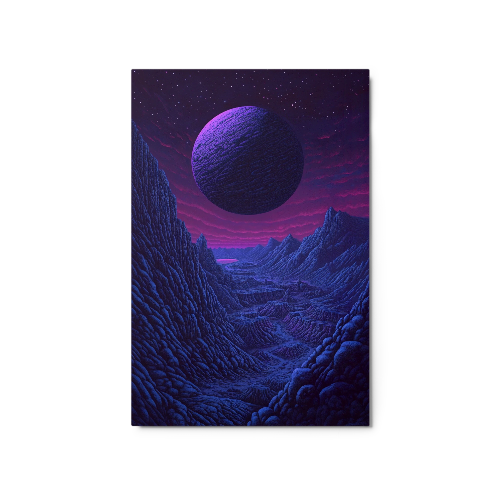 Surreal Landscape with Purple Planet