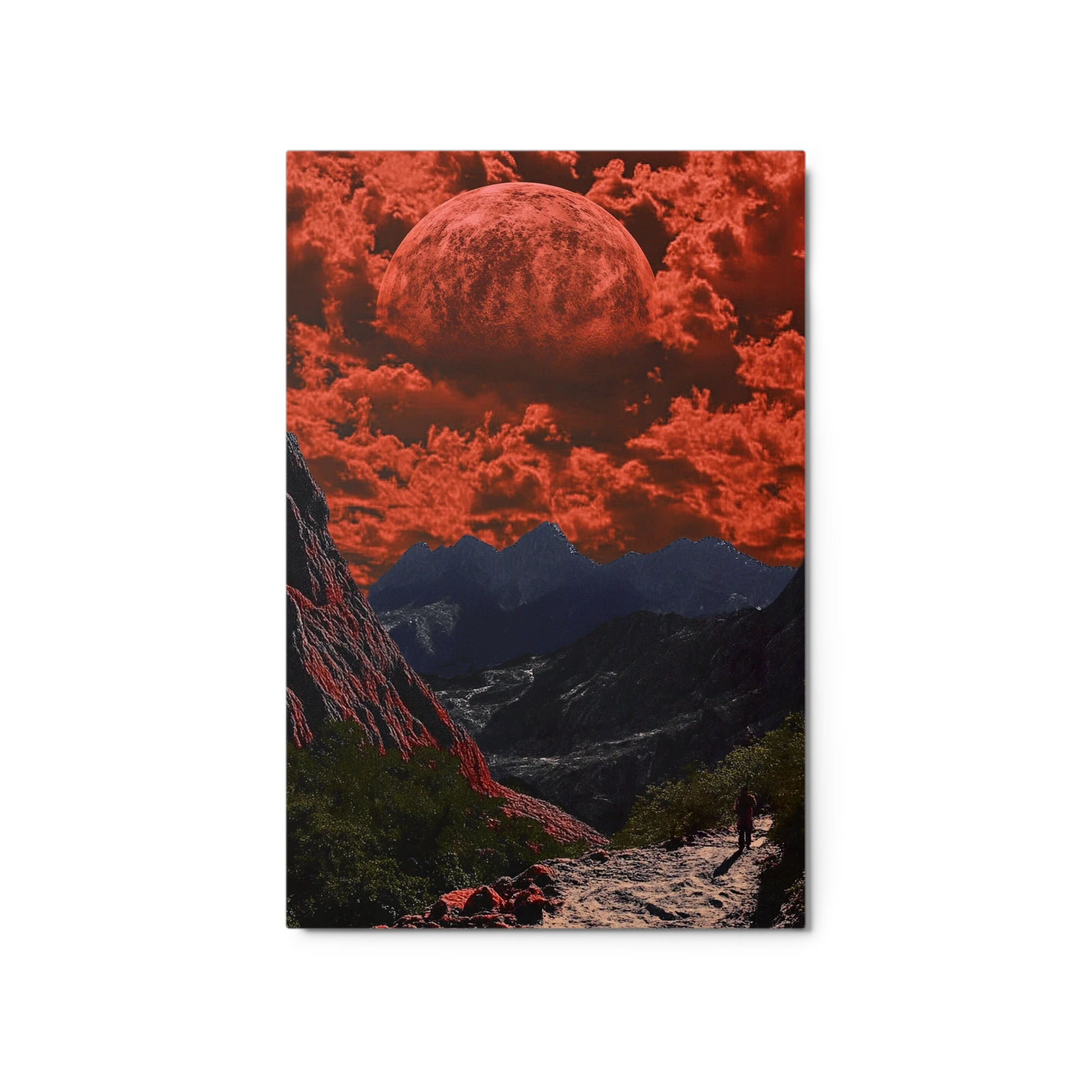 Surreal Red Moon Landscape