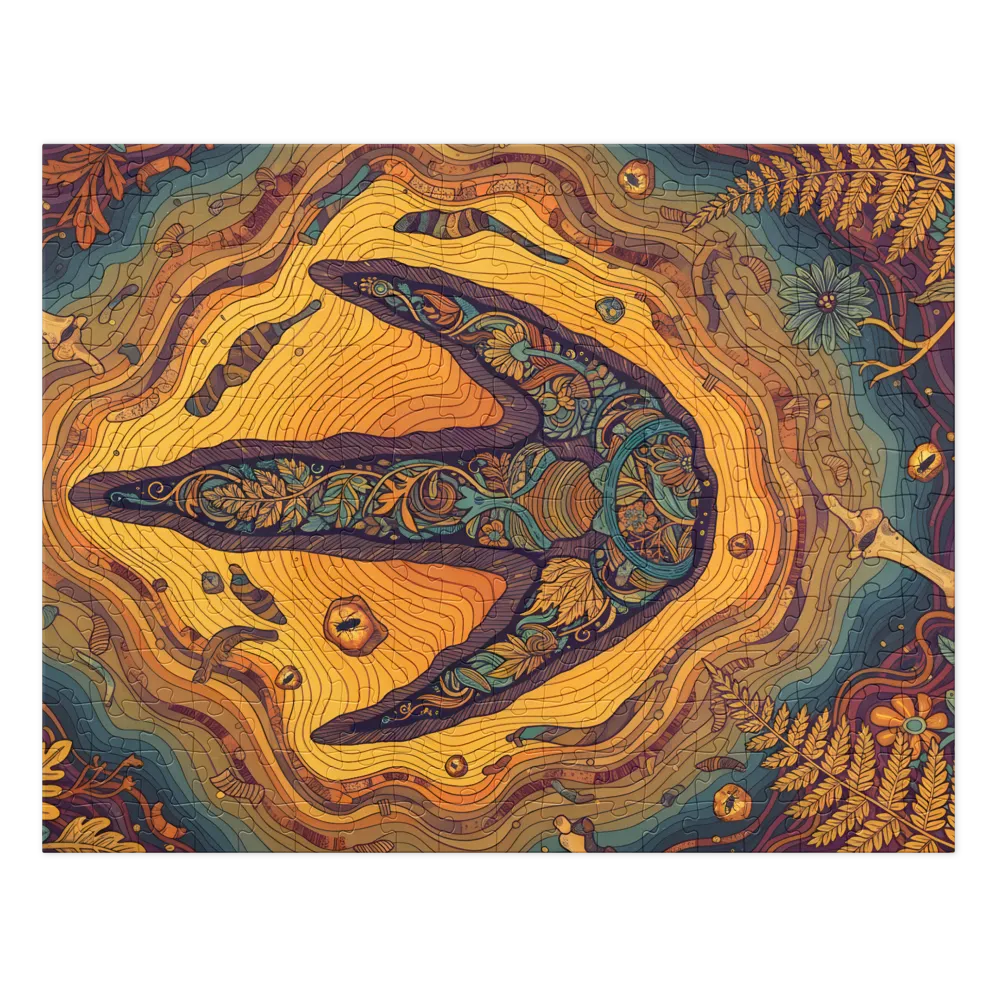 Floral Dinosaur Footprint | Jigsaw Puzzles