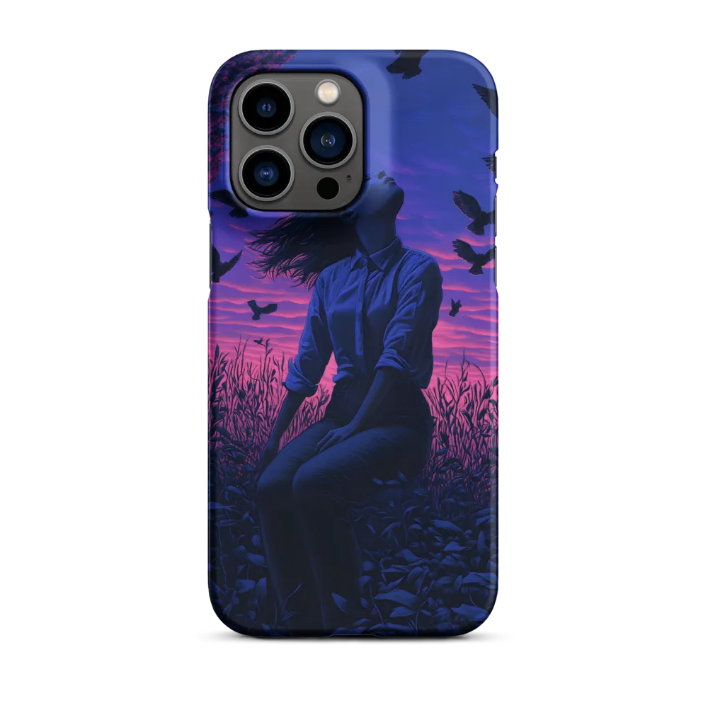 Surreal Woman with Birds at Twilight | Phone Case