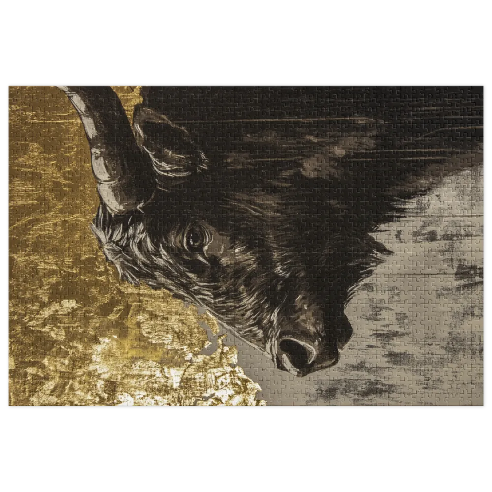 Bull Head in Gold and Black | Jigsaw Puzzle (252/520 pieces)