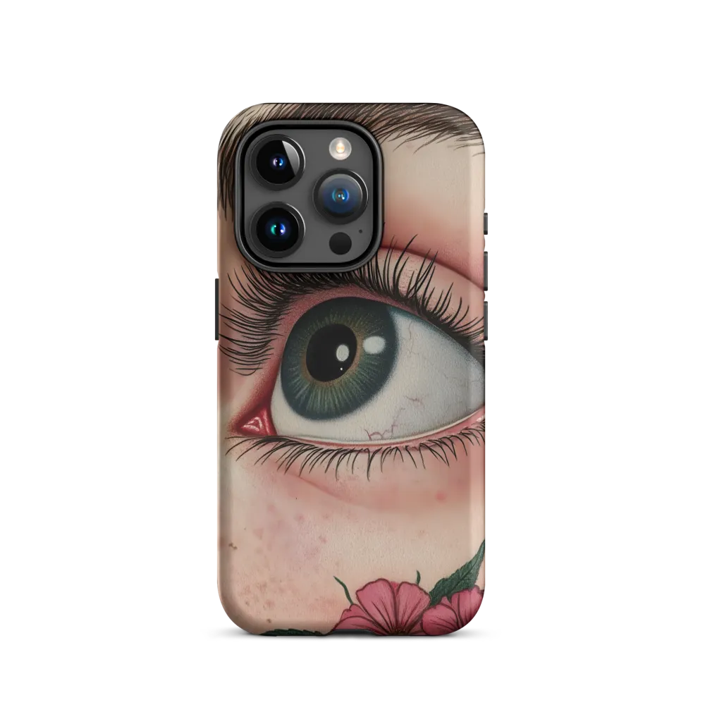 Realistic Eye with Pink Flowers | Phone Case