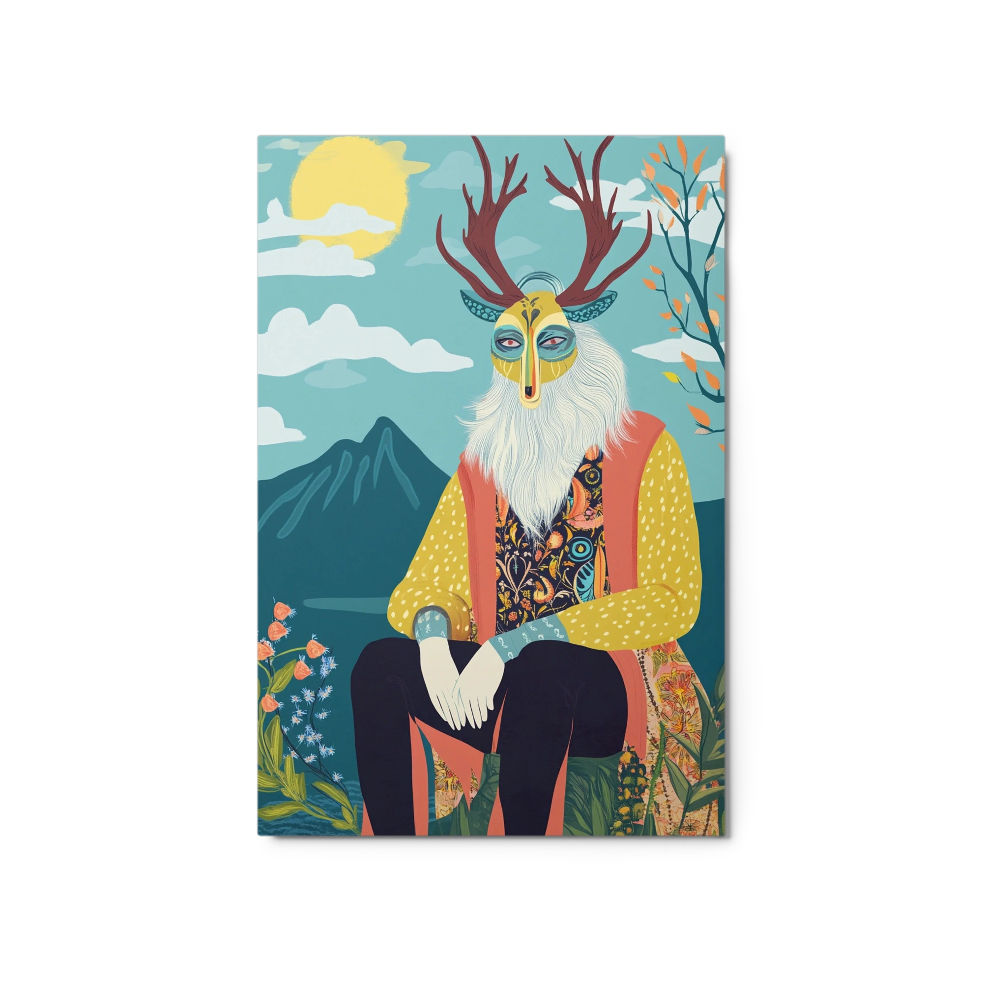 Whimsical Anthropomorphic Figure with Antlers
