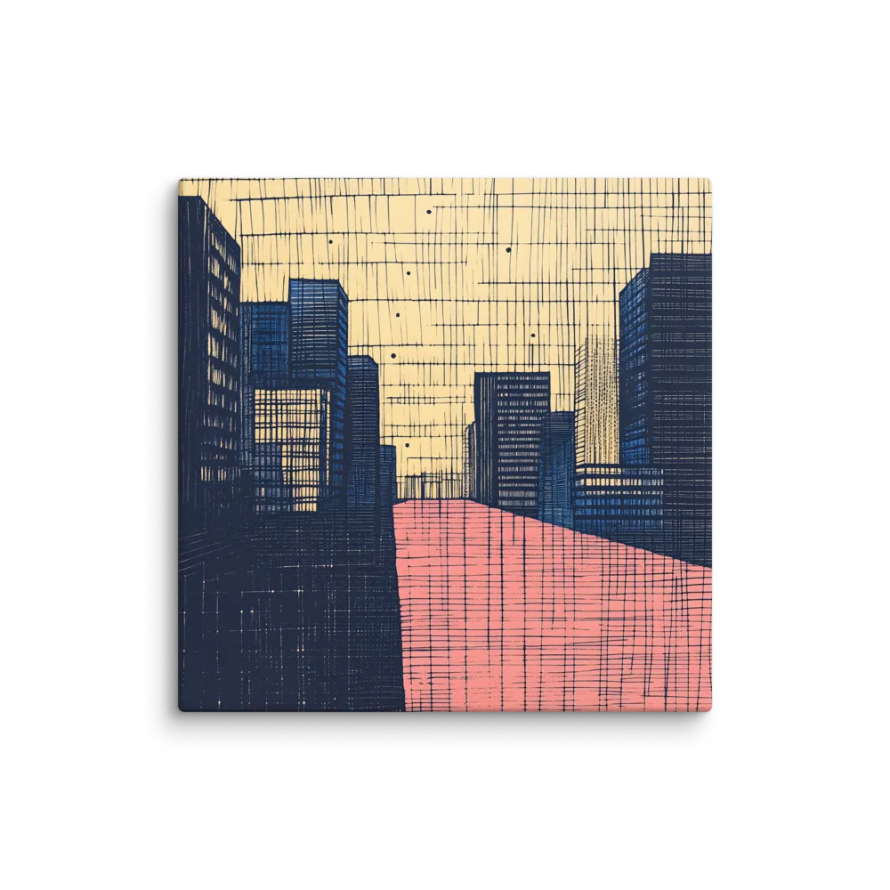 Linework Cityscape 
 Canvas | 16″x 16″