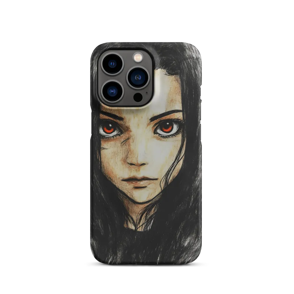 Female Character Portrait with Orange Eyes | Phone Case