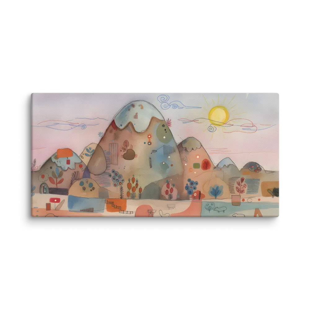 Whimsical Mountain Village 
 Canvas | 12″x 24″
