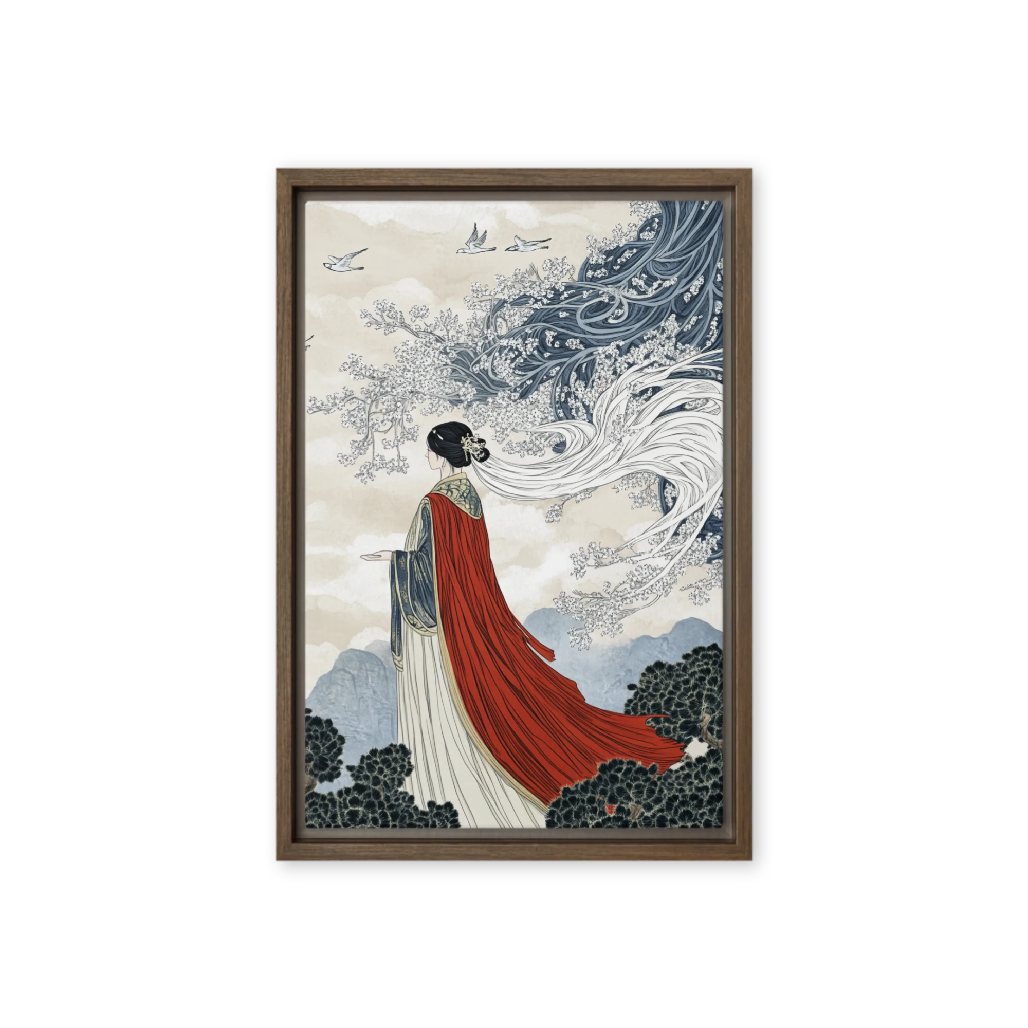 Traditional Woman in Nature Illustration