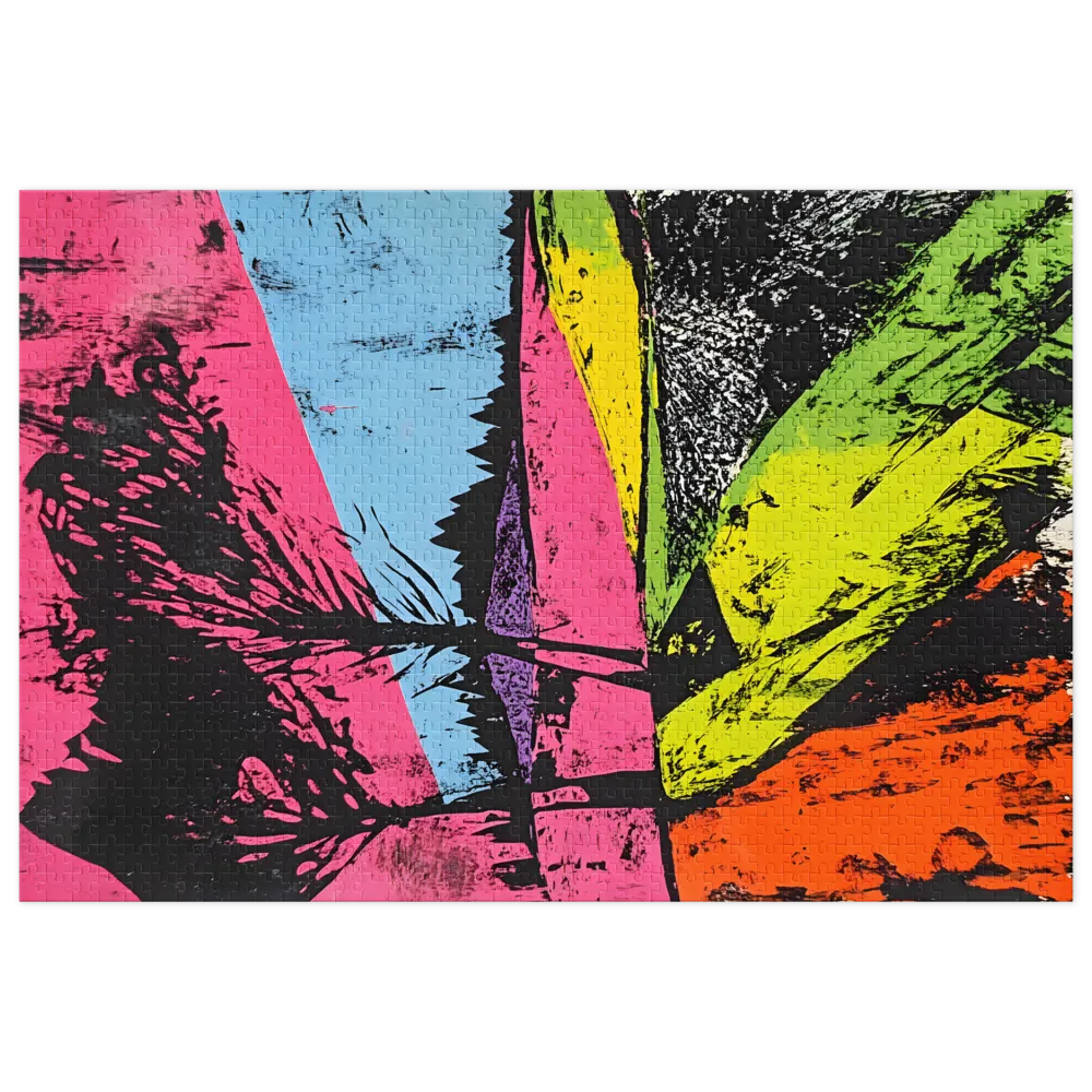 Psychedelic Screenprint Landscape 
 Jigsaw Puzzle in Tin Box