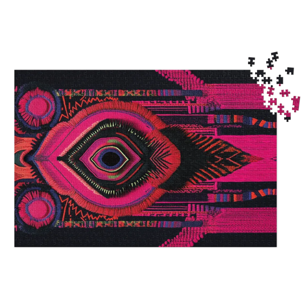 Intricate Textile Mask 
 Jigsaw Puzzle in Tin Box