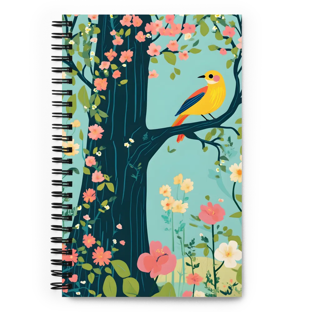 Oriole Among Teal Blossoms