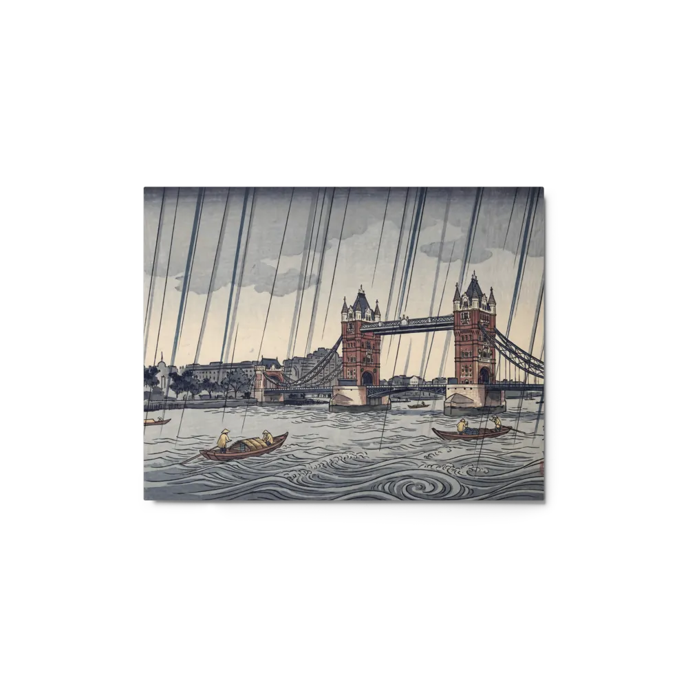 Rain over Tower Bridge 
 Poster with Red oak Frame | 20″x 30″