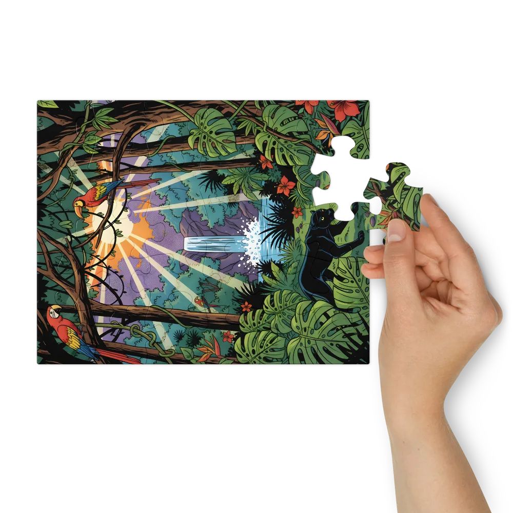Panther's Jungle Realm 
 Jigsaw Puzzle in Tin Box