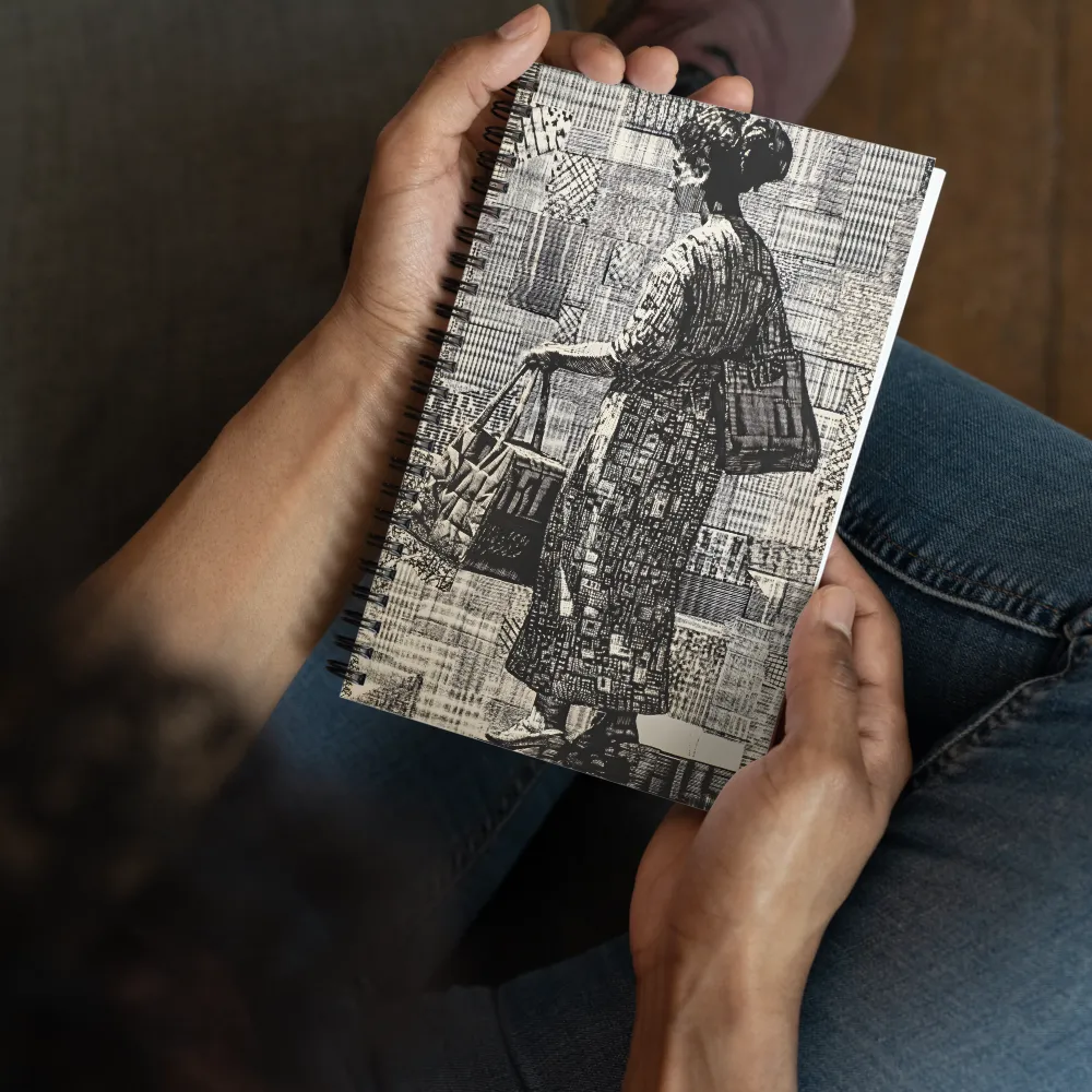 Urban Tapestry: Woman with Bags 
 Spiral Notebook | 140 pages