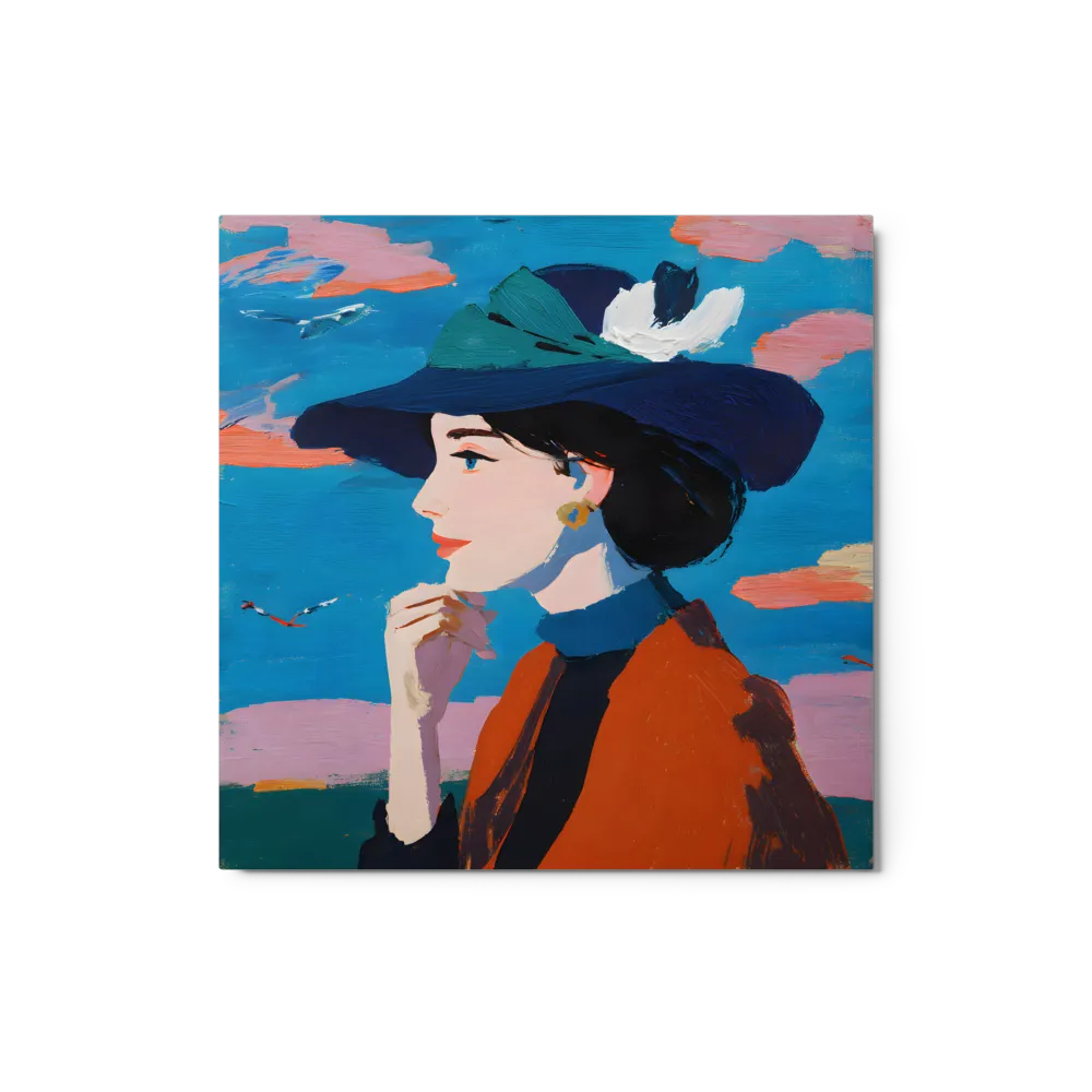 Woman in Blue Hat 
 Canvas | 10″x 10″