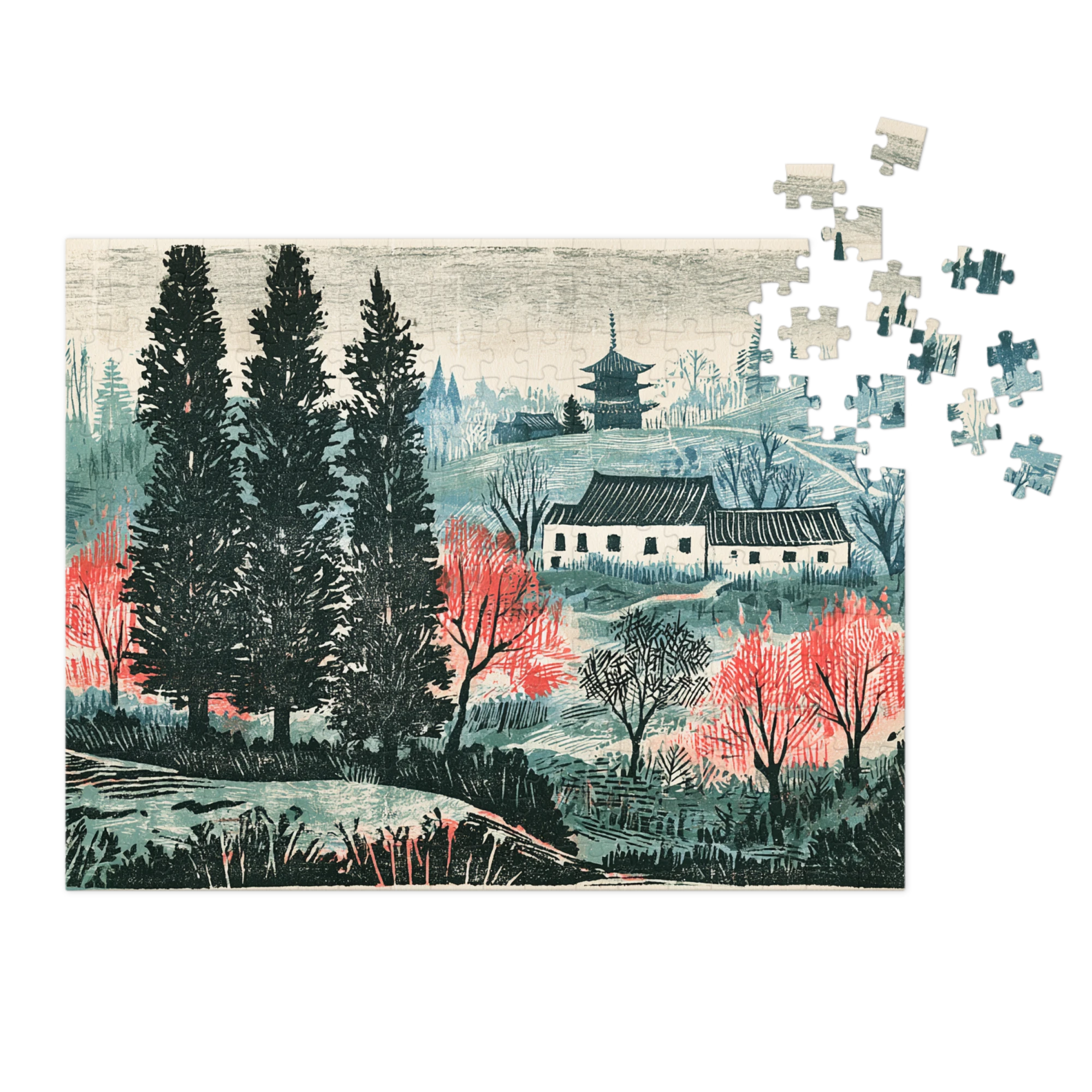 Springtime Pagoda Landscape