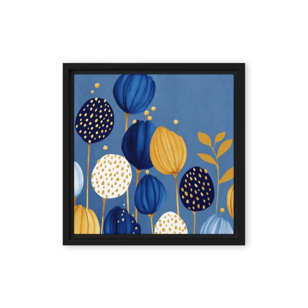 Golden Blooms on Blue | Art Print