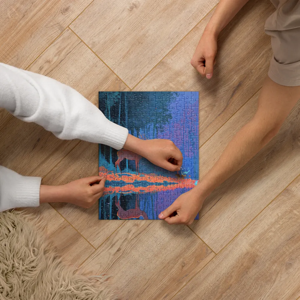 Neon Stag Reflection 
 Jigsaw Puzzle