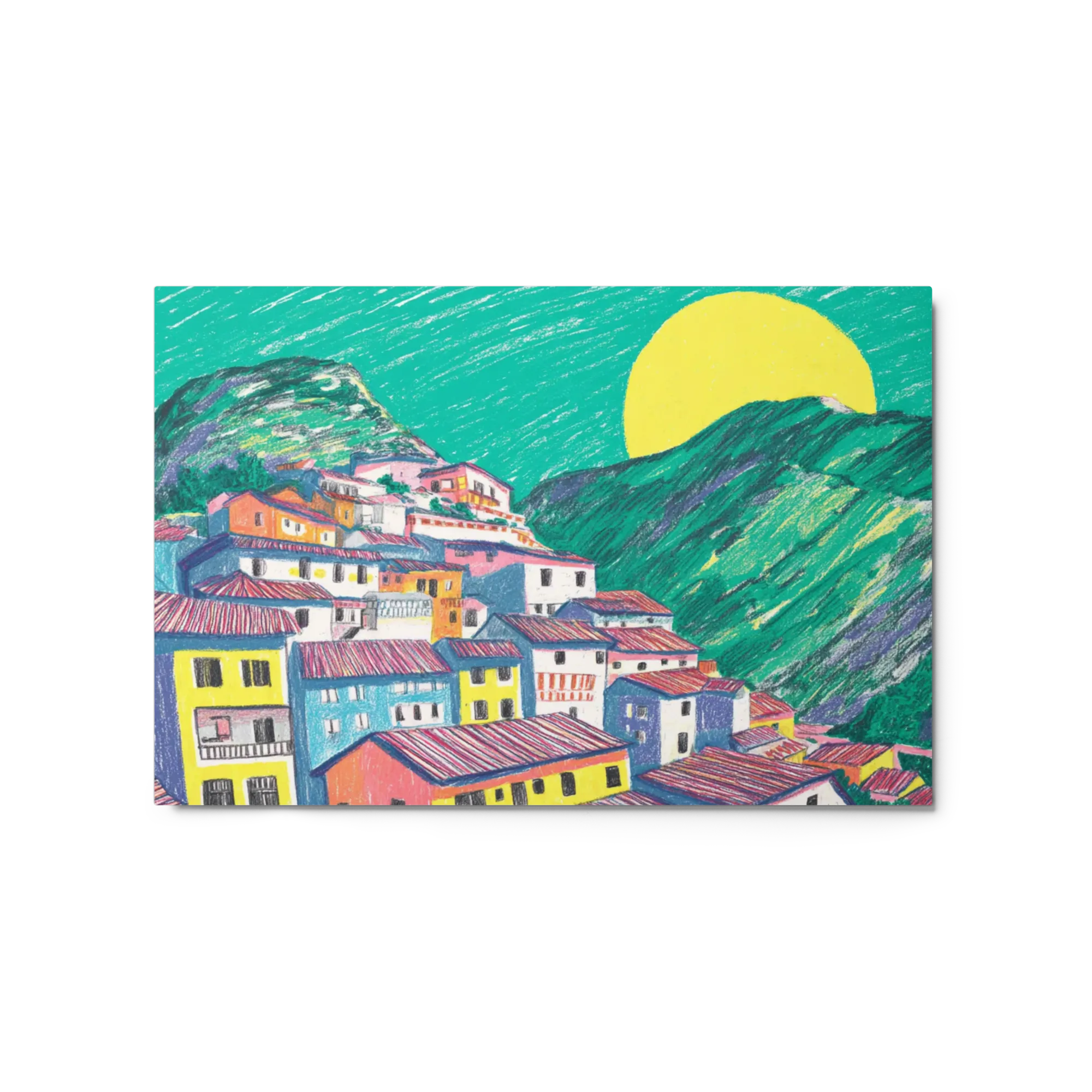 Sun Over the Hillside Town