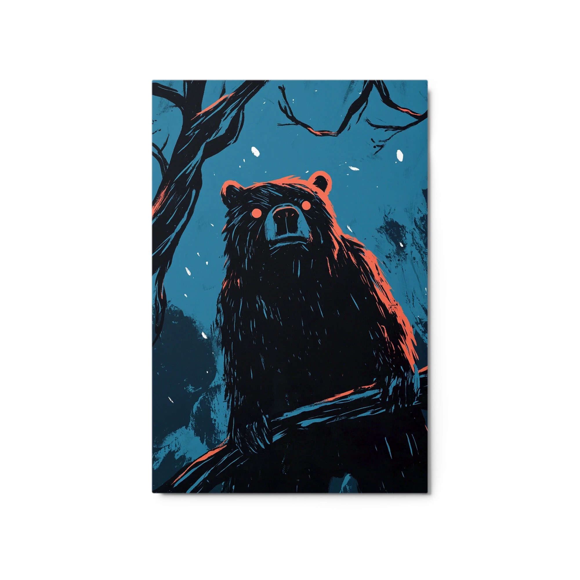 Illustration of a Bear in a Nocturnal Setting