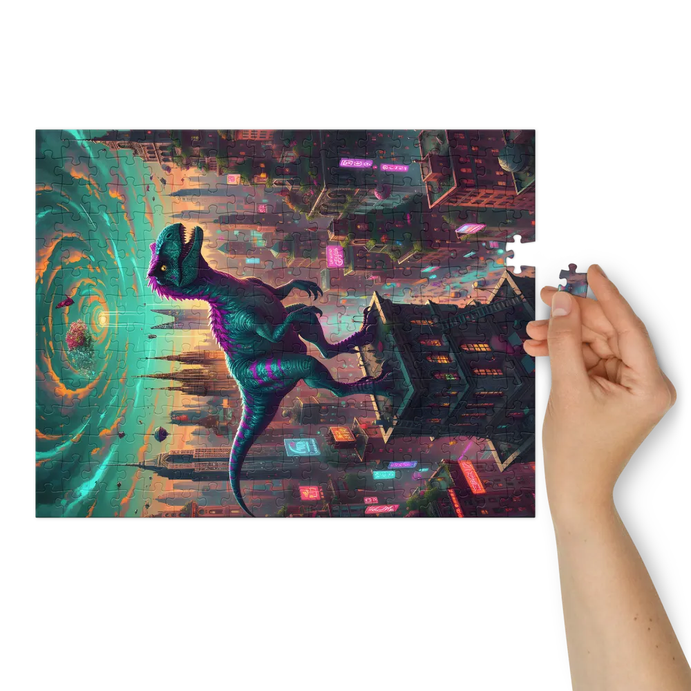 Neon Raptor Skyline | Jigsaw Puzzles