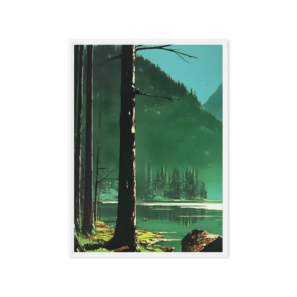 Tranquil Forest Lake 
 Canvas with White Frame