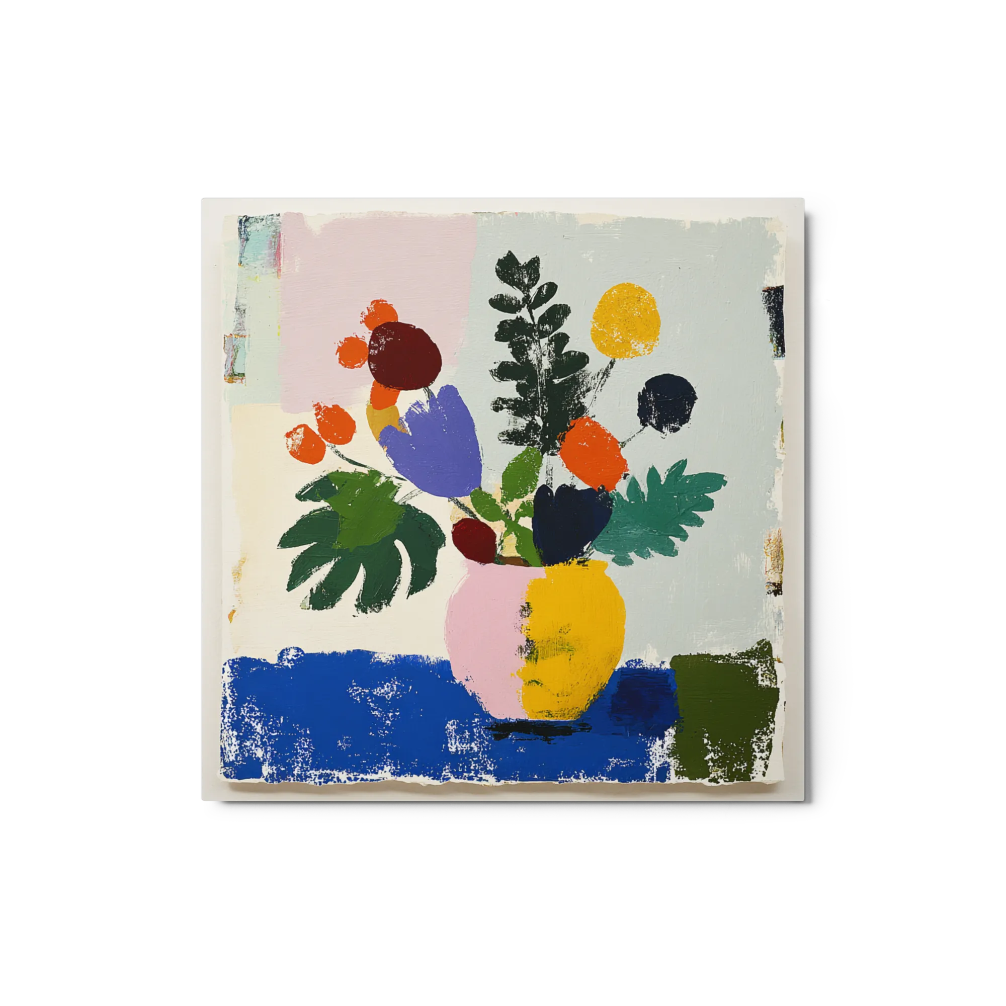 Abstract Floral Arrangement 
 Canvas with Brown Frame