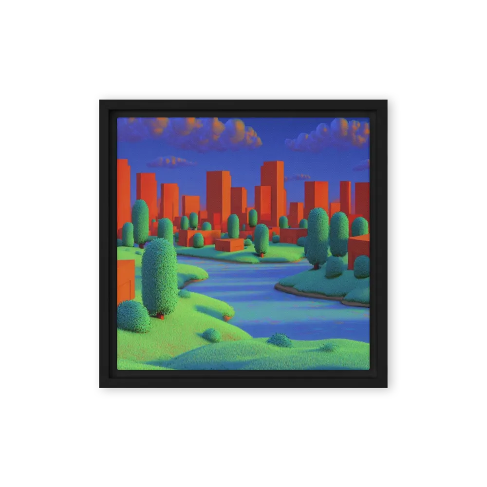 Orange Horizon and Green Riverbank | Art Print