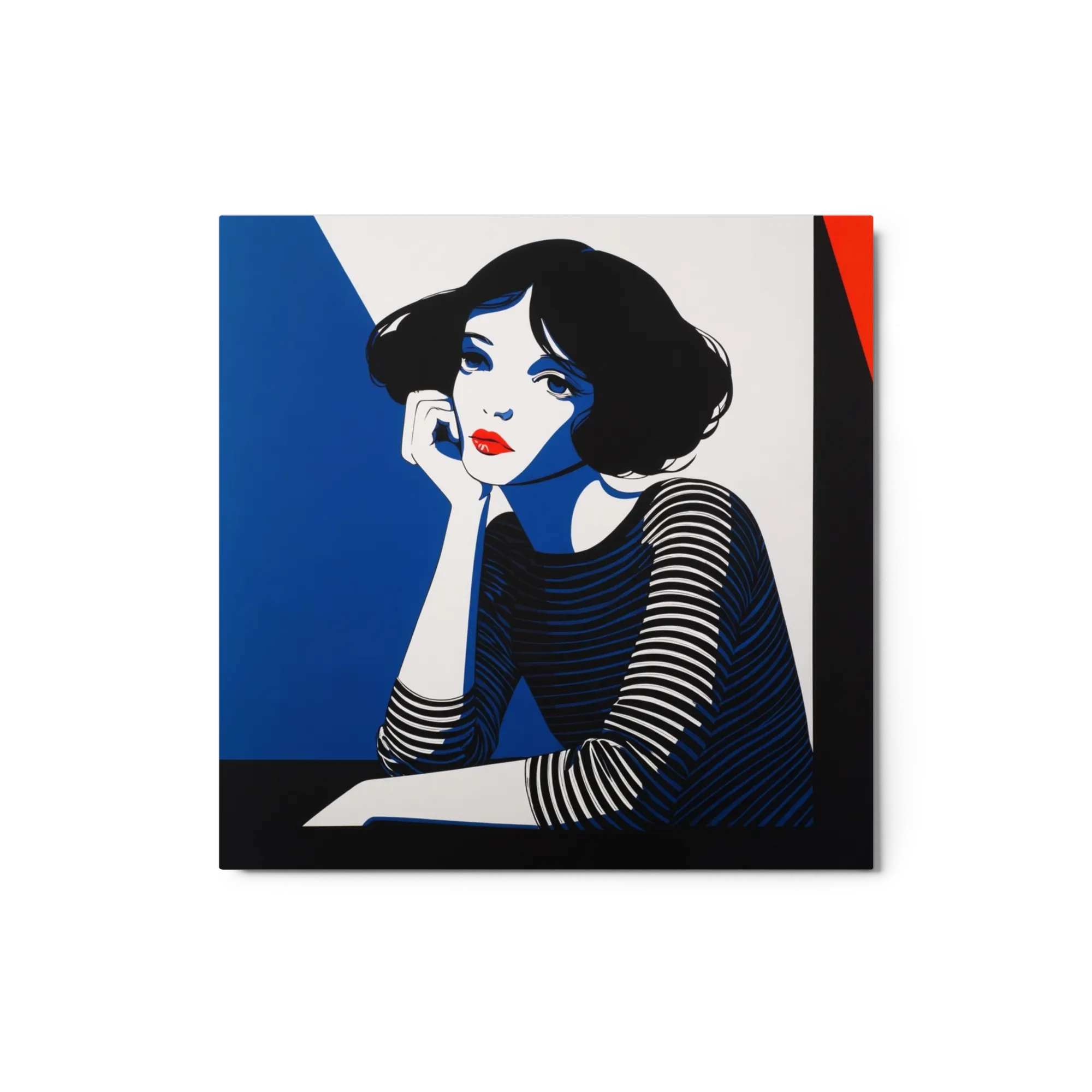 Woman in Blue and Stripes