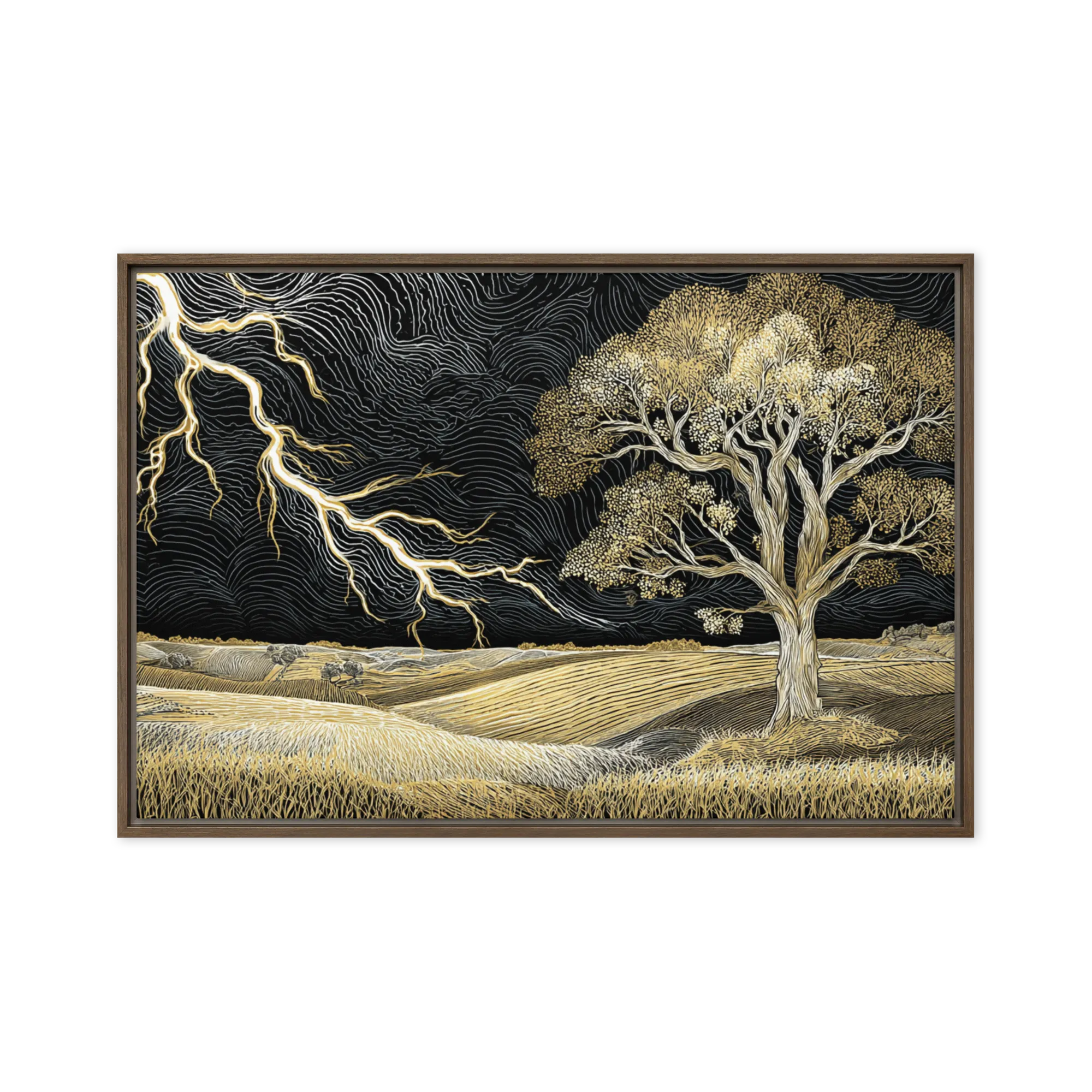 The Golden Tempest 
 Canvas with Brown Frame