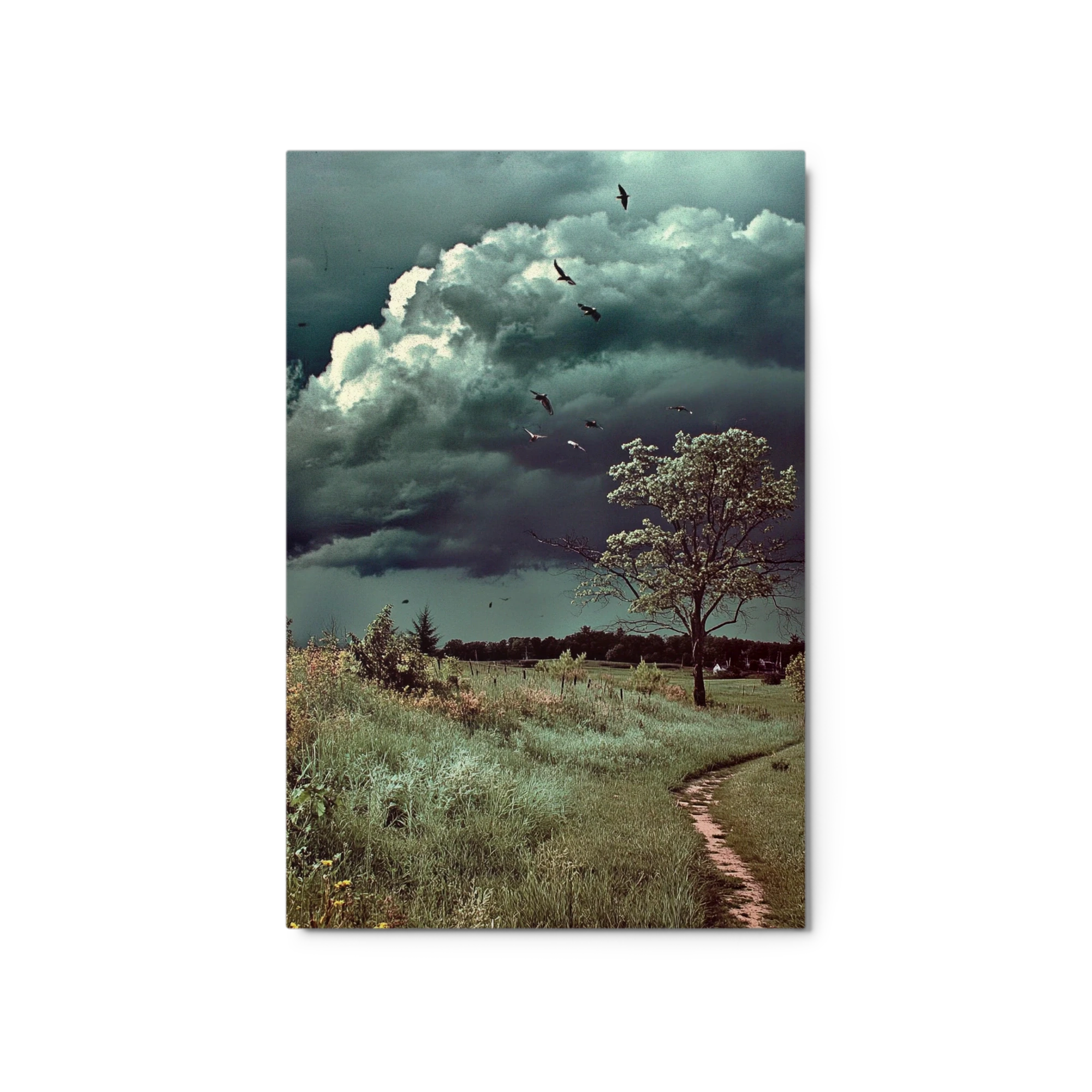 Surreal Landscape with Tree and Dark Clouds