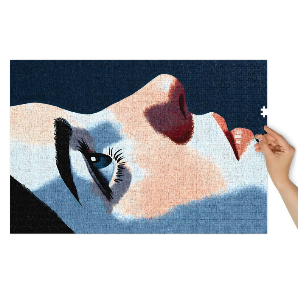 Stippled Female Profile 
 Jigsaw Puzzle in Tin Box