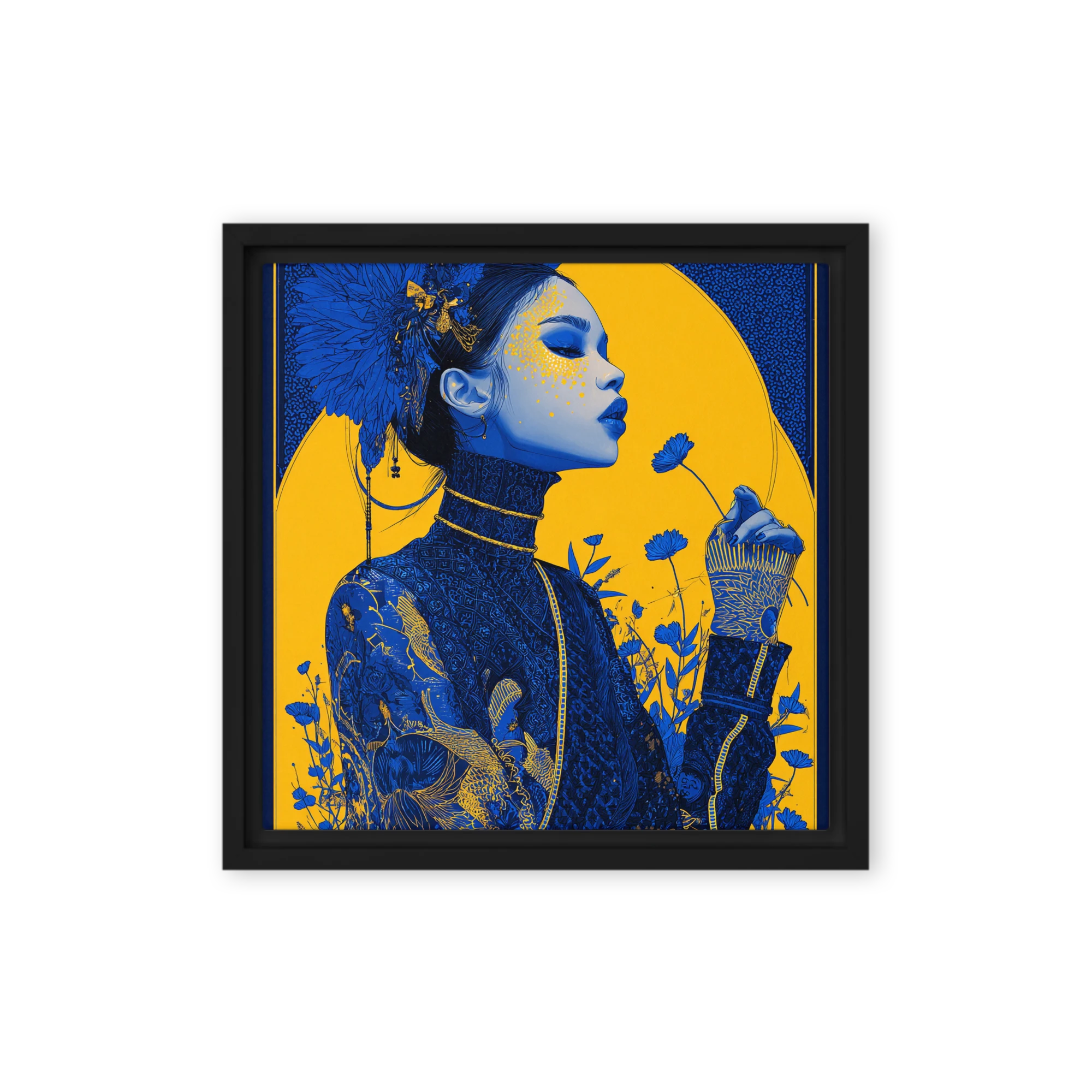 Woman in Blue and Gold