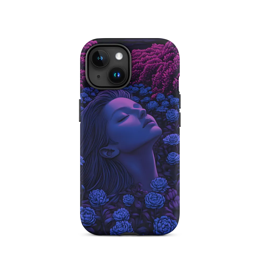 Surreal Woman in Blue Rose Garden | Phone Case