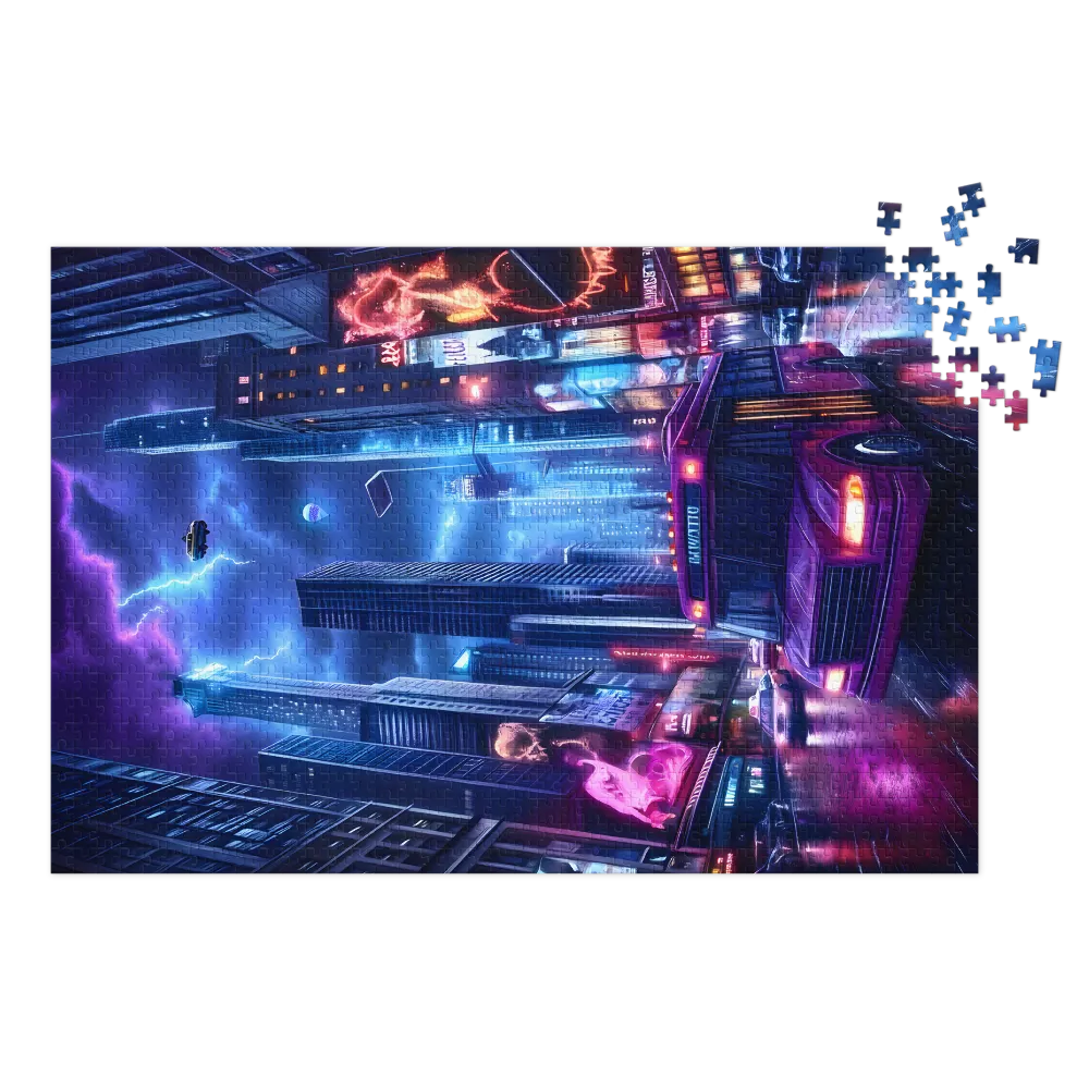 Neon Storm City 
 Jigsaw Puzzle in Tin Box