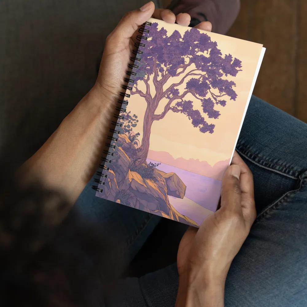 Twilight Tree on Rocky Shore 
 Spiral Notebook | 140 pages