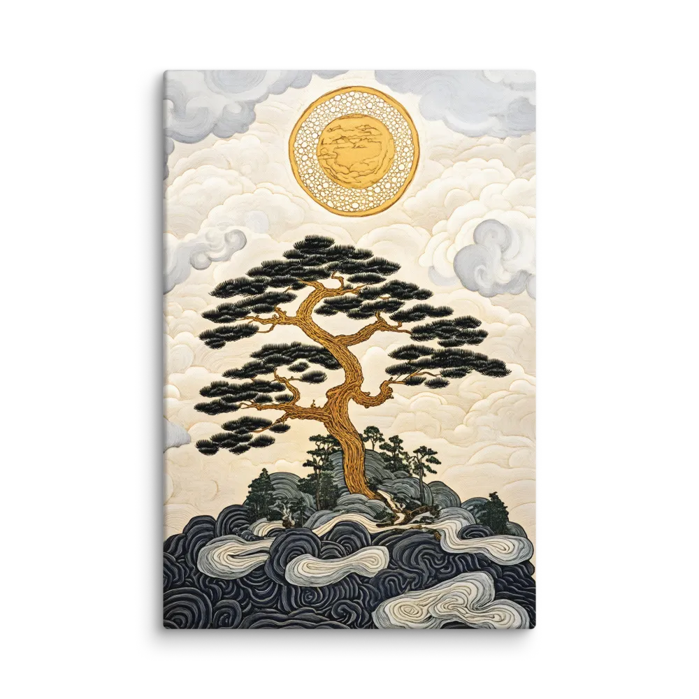 Golden Celestial Pine 
 Canvas with White Frame