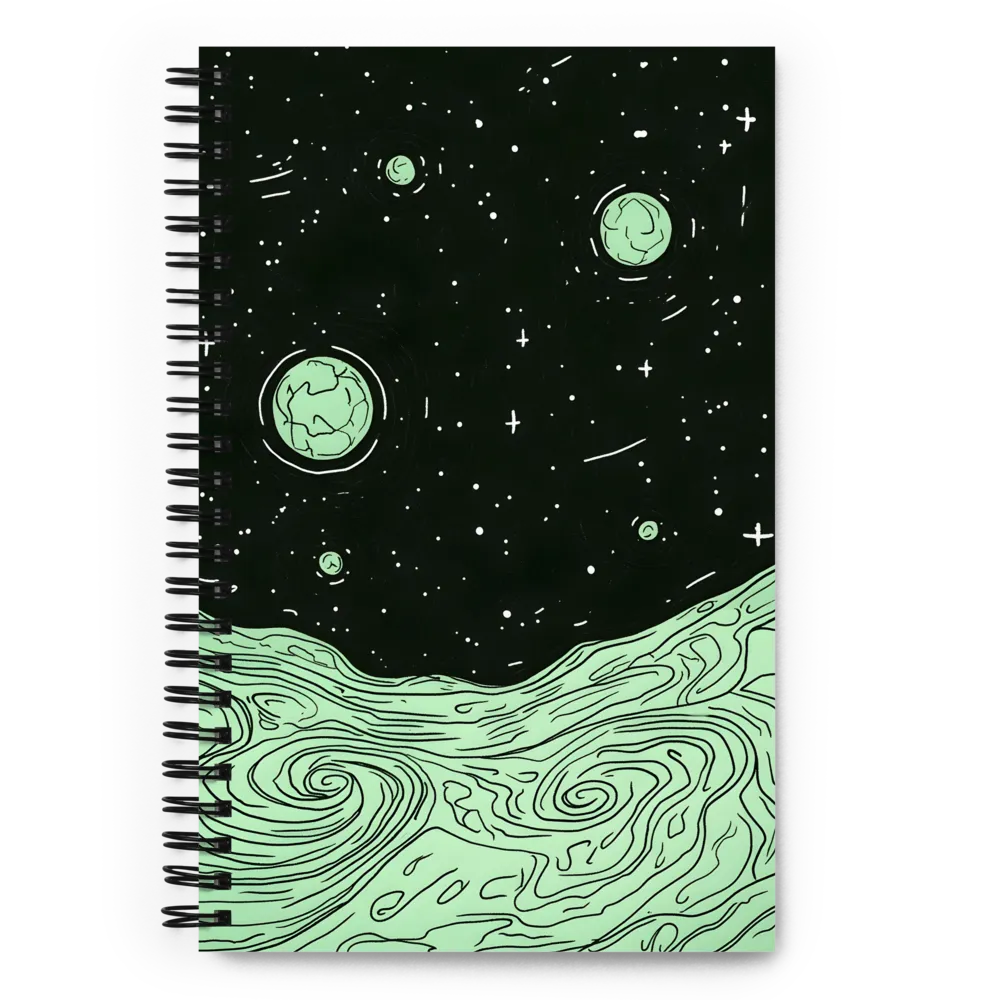 Cosmic Green Swirls 
 Spiral Notebook | 140 pages