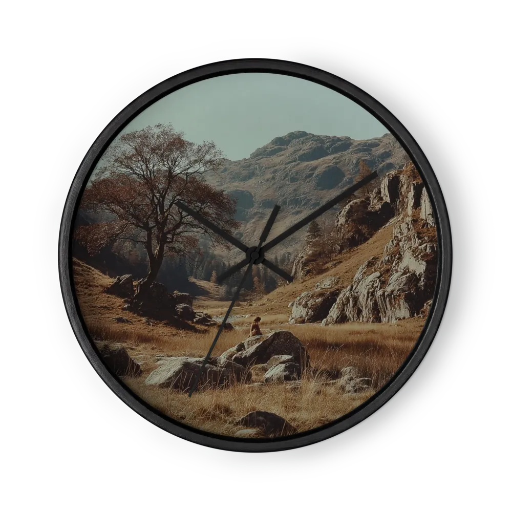 Lone Tree in Mountain Valley | Wall Clock