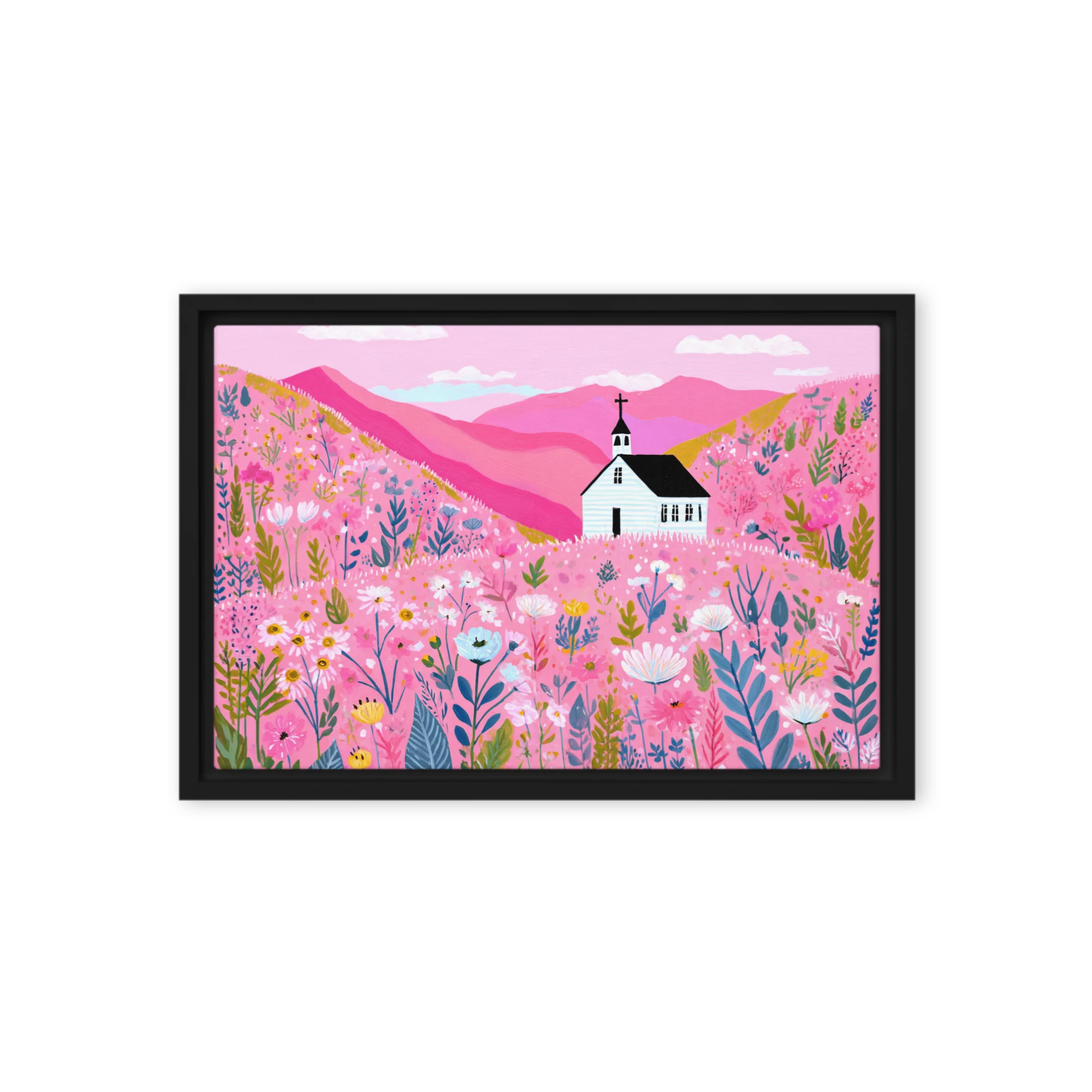 Whimsical Folk Botanical Wall Art — Pink Folk Garden
