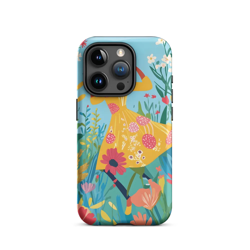 Woman in Yellow Dress Among Flowers | Phone Case