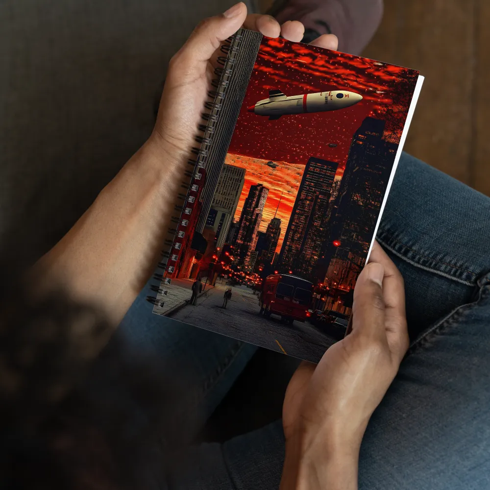 Crimson Future Metropolis 
 Spiral Notebook | 140 pages