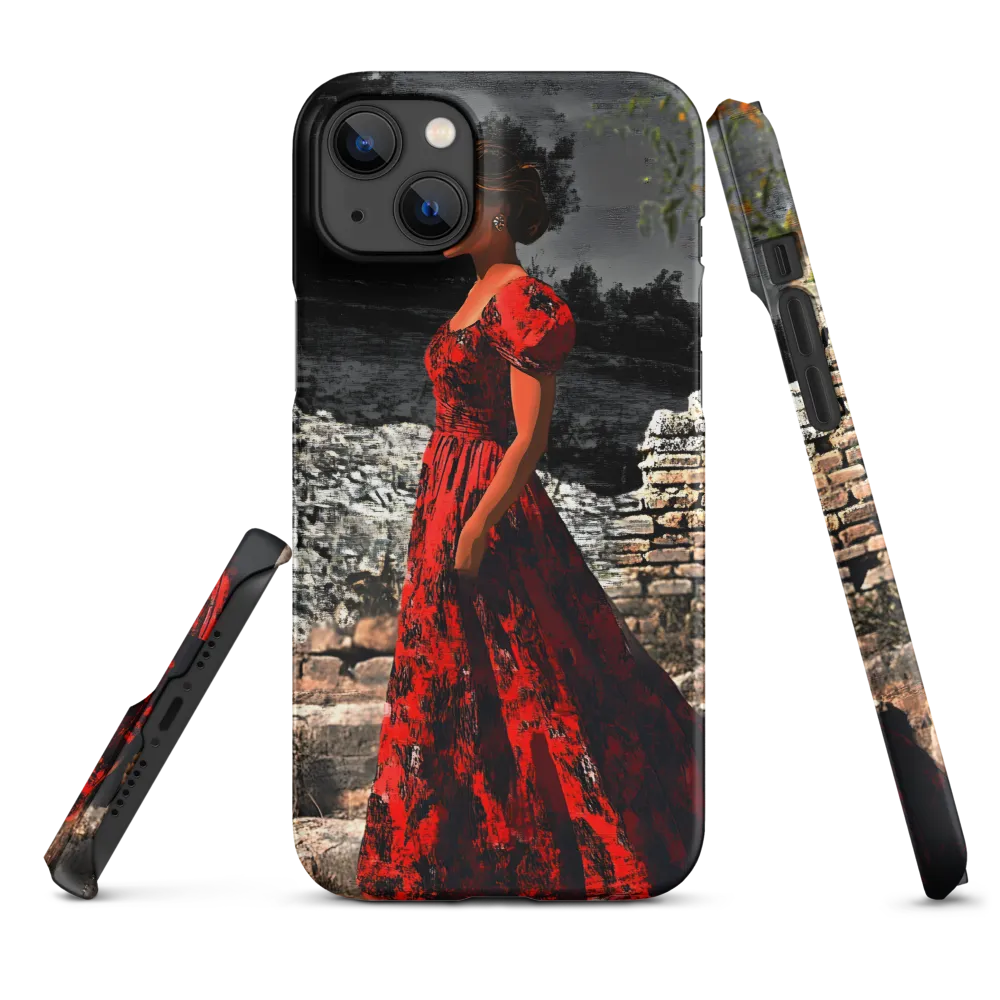 Woman in Red at Ruins | Phone Case