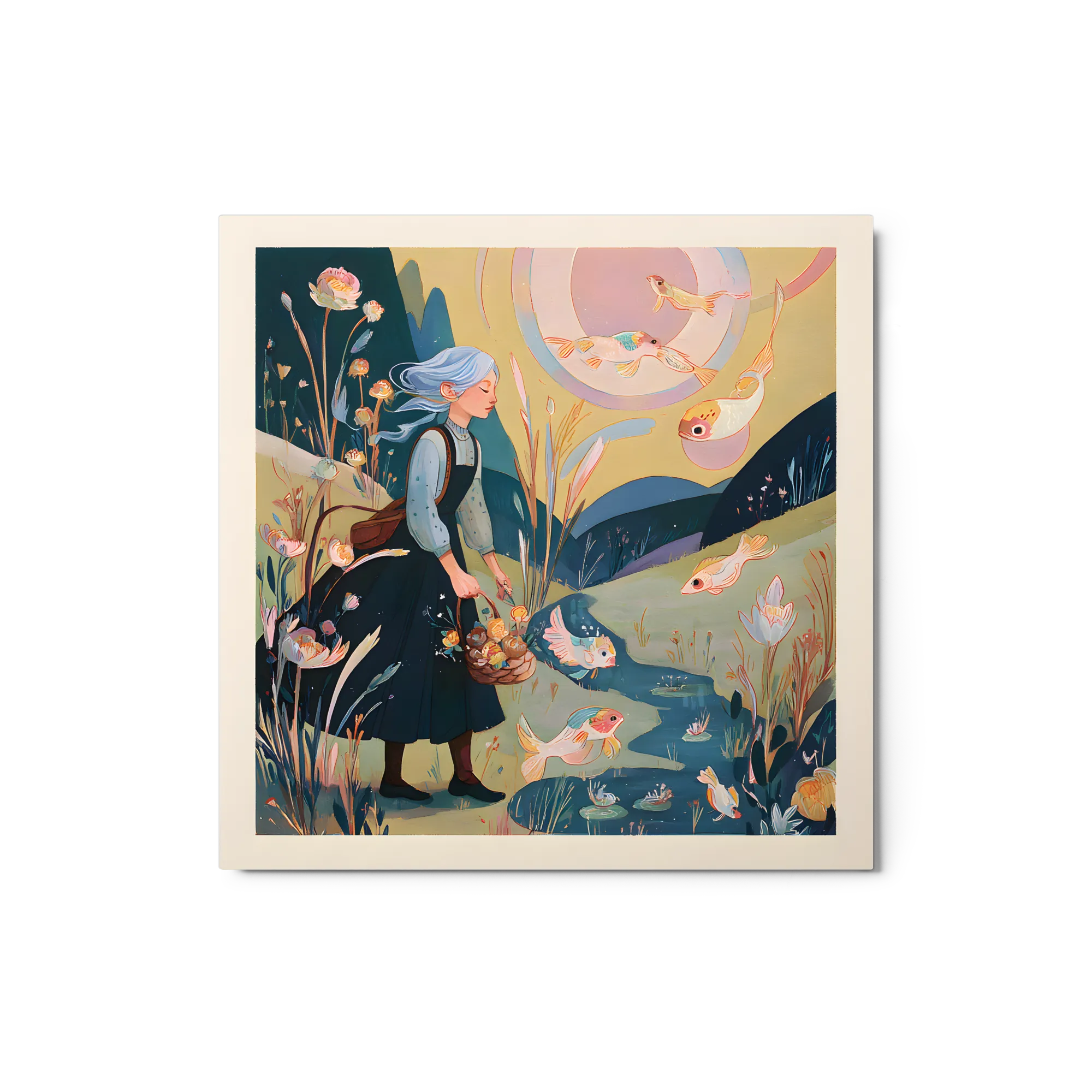 Whimsical Girl with Goldfish