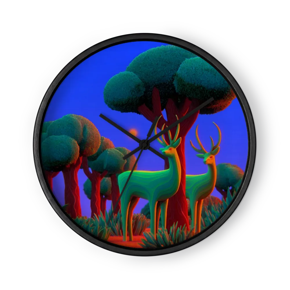Luminous Forest Stags | Wall Clock