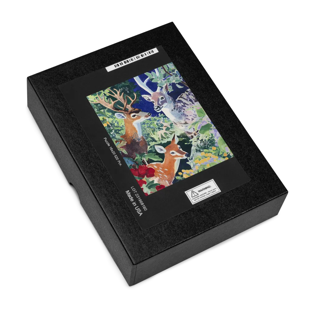 Deer in the Wild Forest 
 Jigsaw Puzzle in Tin Box